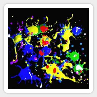 Bright coloured paint splats on a black background Sticker